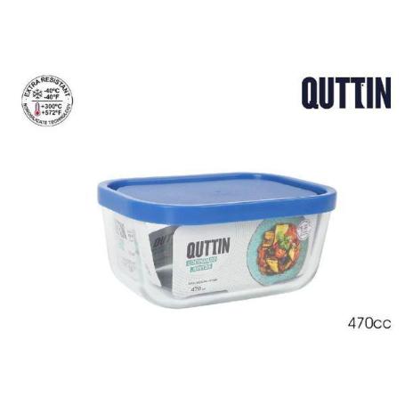 FIAMBRERA TAPER CRISTAL RECTANGULAR PARA FRIGO CON TAPA 13.5X9.5CMS 470 CC QUTTIN