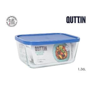 FIAMBRERA TAPER RECTANGULAR CRISTAL CON TAPA PARA FRIGO 19.3X13.6 CMS 1360 CC QUTTIN