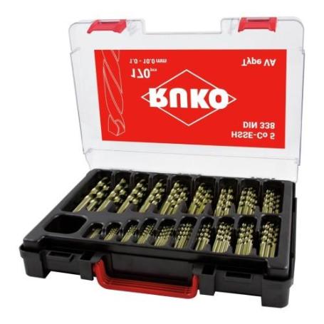 RUKO-215200RO-JUEGO DE 170 BROCAS DIN 338 TIPO VA HSS-CO 5 (ESTUCHE PLÁSTICO)