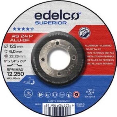 EDELCO-EDAS24P125-DISCO DESBASTE PARA ALUMINIO AS 24 P SUPERIOR (125 MM) (CAJA 10)