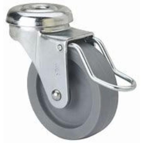 RUEDA PVC CON AGUJERO 30 MM. CON FRENO 17284