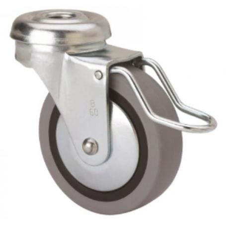 RUEDA GOMA CON AGUJERO 40 MM. CON FRENO 17282