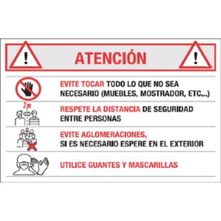 Cartel pvc atencion prevencion 70x50