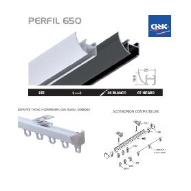 RIEL ALUMINIO P-650 2.00 MTS NEGRO