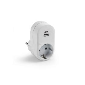 ADAPTADOR 1 TOMA+ENTRADA TIPO C+USB (REF.1321)