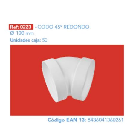 CODO REDONDO 45º 100 MM