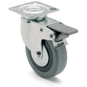 RUEDA GOMA CON PLACA 100 MM. CON FRENO 75283