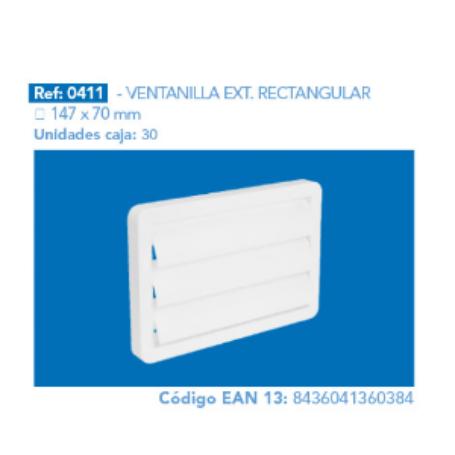 REJILLA EXT.RECTANGULAR 147X70 MM