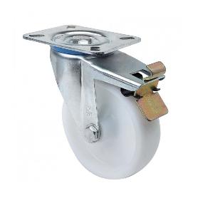 RUEDA NYLON CON PLACA 125 MM. CON FRENO 16139