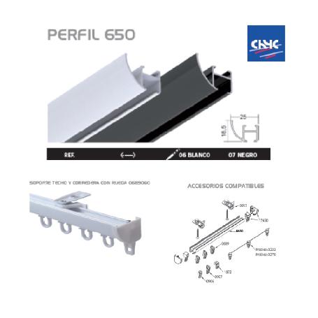 RIEL ALUMINIO P-650 1.50 MTS NEGRO