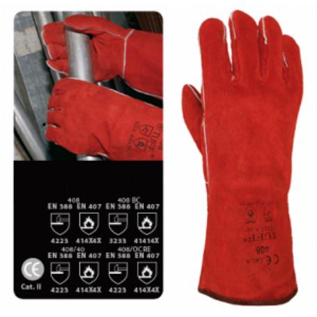 GUANTE SOLDADOR ROJO 408 34CM.