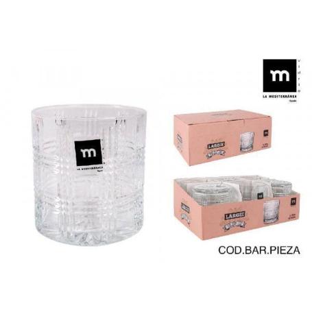 35 CLS. VASO WHISKY BAJO CRISTAL TALLADO LARGIE LAMEDITERRANEA - CAJA 6 UNIDADES