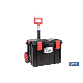 CAJA DE HERRAMIENTAS HEAVY DUTY CON ASA TELESCÓPICA Y RUEDAS 530 X 355 X 390 MM