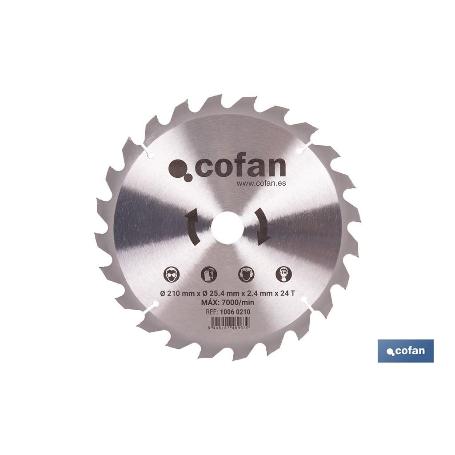 DISCO CORTE PARA MADERA Ø210 MM X 25,4 MM X 2,4 MM, 24 DIENTES