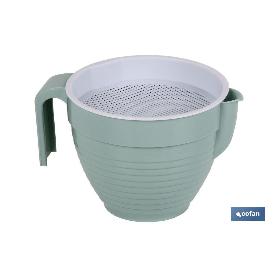 GRASERA COLADOR 500ML MODELO ALBAHACA VERDE AGUA 16.5X12X10CM VENTA UNITARIA