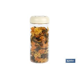 BOTE DE VIDRIO BOROSILICATO CON TAPA BEIGE GAMA LAUREL 1300 ML