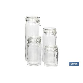 SET 4  FRASCOS CRISTAL+ CLIP ACERO 2100ML,1500ML,1150ML,750ML