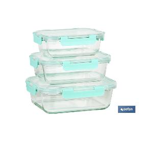 SET DE 3 RECIPIENTES DE BOROSILICATO MODELO AGATHA 640 ML -1040 ML-1520 ML
