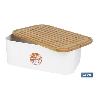 PANERA CON TAPA DE BAMBÚ COLOR BLANCO/MADERA 36 X 24 X13 CM