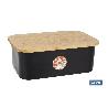 PANERA CON TAPA DE BAMBÚ COLOR NEGRO/MADERA 36 X 24 X13 CM