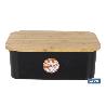 PANERA CON TAPA DE BAMBÚ COLOR NEGRO/MADERA 36 X 24 X13 CM