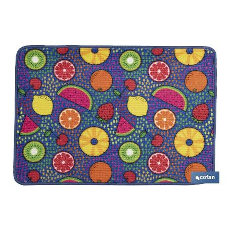 FELPUDO CON ESTAMPADO DIGITAL FRUTAS 50 X 70 CM