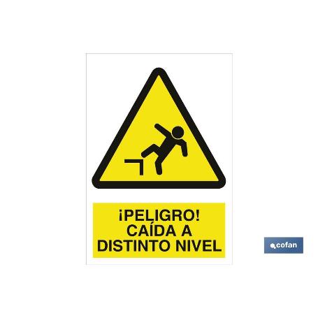 SEÑAL POLIESTIRENO 297X210 MM. ¡PELIGRO! CAÍDA A DISTINTO NIVEL