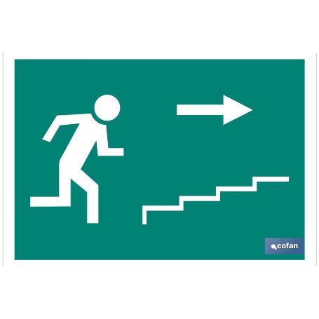 SEÑAL LUMINISCENTE 420X297MM. SALIDA ESCALERA DERECHA SUBIDA