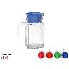 0,5 LTS. JARRA 500 ML CRISTAL RECTANGULAR MOD LUISA PARA FRIGO CON TAPA COLORES
