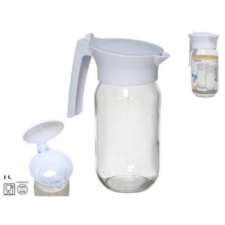1 LT. JARRA CRISTAL CON TAPA BLANCA PARA FRIGO  MOD BETTY