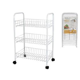 VERDULERO CARRO AUXILIAR ALICE 3 PISOS METAL BLANCO 26X40X62