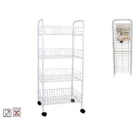 VERDULERO CARRO AUXILIAR BIANCA 4 PISOS METAL BLANCO 36X26X86