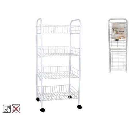 VERDULERO CARRO AUXILIAR BIANCA 4 PISOS METAL BLANCO 36X26X86