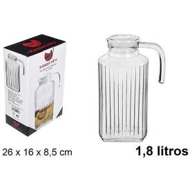 1,8 LTS. JARRA CRISTAL AGUA PARA NEVERA CON TAPA 1800 ML ALESANDRO