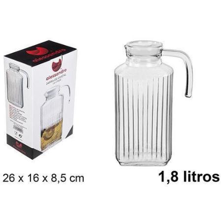 1,8 LTS. JARRA CRISTAL AGUA PARA NEVERA CON TAPA 1800 ML ALESANDRO