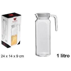 1 LT. JARRA CRISTAL CUADRADA LISA CON TAPA BLANCA PARA NEVERA ALESSANDRO