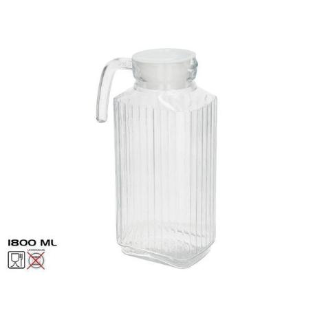 1,8 LTS JARRA CRISTAL CON TAPA BLANCA PARA NEVERA CAPACIDAD 1800 ML.