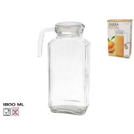 1,8 LTS. JARRA DE CRISTAL CON TAPA BLANCA PARA NEVERA 1800 ML.
