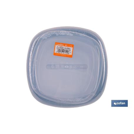 SET DE 7  FIAMBRERAS CUADRADAS 220/350/600/1200/2000/2700/3600 ML