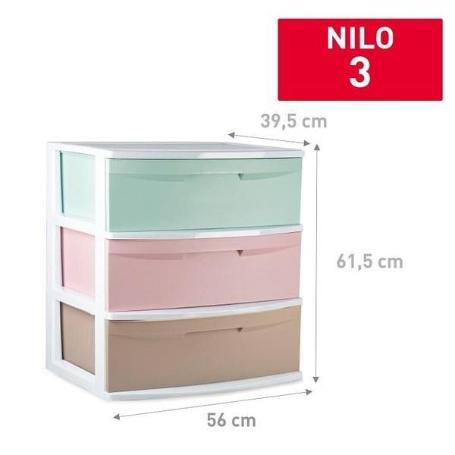 CAJONERA ARMARIO CLASIFICADOR NILO 3 CAJONES PLASTICOS 39,5X61,5X56 CMS  VRM