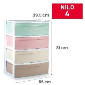 CAJONERA ARMARIO CLASIFICADOR NILO 4 CAJONES PLASTICOS COLORES 56X81X39,5 CMS  VRM