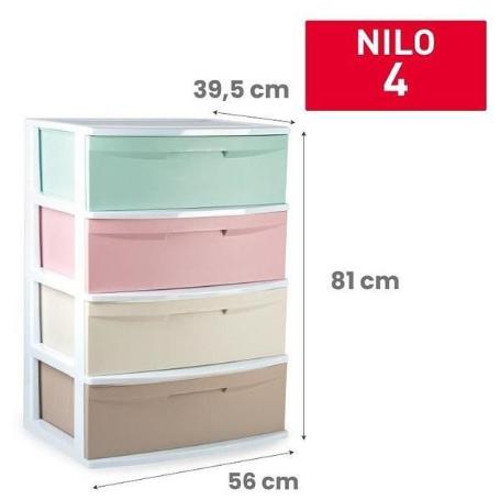 CAJONERA ARMARIO CLASIFICADOR NILO 4 CAJONES PLASTICOS COLORES 56X81X39,5 CMS  VRM