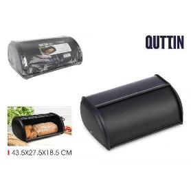 PANERA GUARDAPAN METALICA NEGRA CON TAPA BASCULANTE 43.5X27.5X18.5 CMS QUTTIN