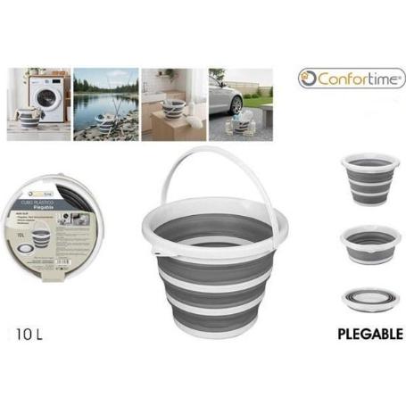 CUBO PLASTICO PLEGABLE 10 TLS PARA PESCA Y CAMPING,MULTIUSOS, CONFORTIME