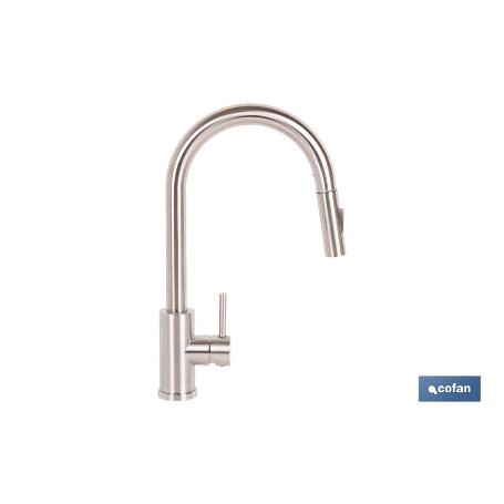 GRIFO DE COCINA DE ACERO GRIS ANTRACITA CON MANGUERA EXTENSIBLE Y 2 FUNCIONES 390 X 250 X 54 MM