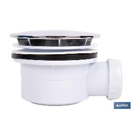 VÁLVULA SIFÓNICA PLATO DE DUCHA Ø90 MM CON SALIDA Ø32-40 MM Y EMBELLECEDOR CROMADO ALTURA 64 MM