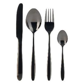 CUBERTERIA 24 PIEZAS INOXIDABLE NEGRO 906268