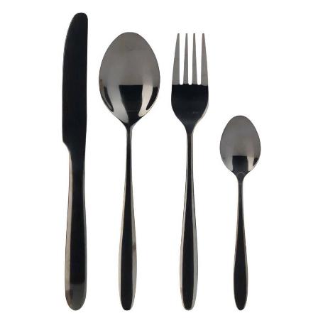 CUBERTERIA 24 PIEZAS INOXIDABLE NEGRO 906268