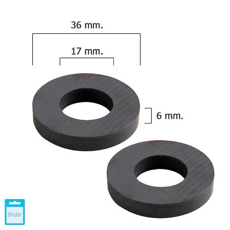 IMAN WOLFPACK FERRITA ARO Ø 36X17X6 MM. (BLISTER 2 PIEZAS)