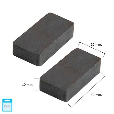IMAN WOLFPACK FERRITA RECTANGULAR 40X20X10 MM. (BLISTER 2 PIEZAS)